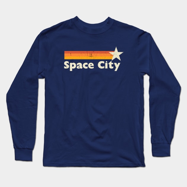 Retro Space City Long Sleeve T-Shirt by Phoebe Bird Designs